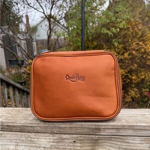 Leather Mens Toiletry Bag Quail Ridge 11” L X 10” Ht X 2” Expands to 4” W As Is